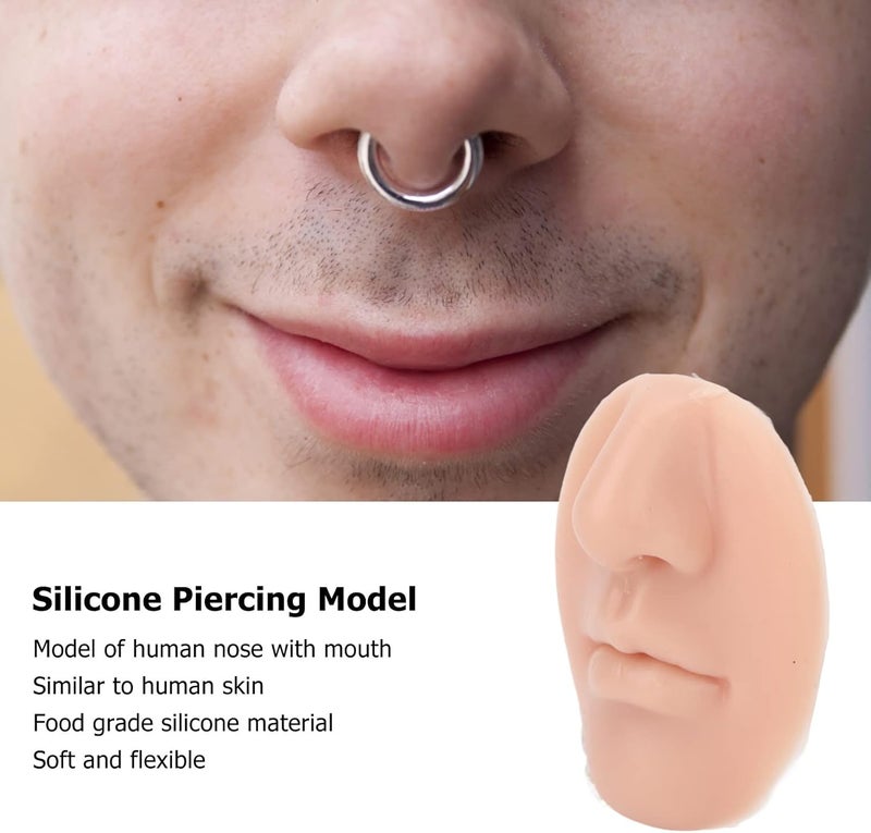 woobles 3pcs Silicone Nose Model, Reused Soft Nose Mold with Mouth Soft Elastic for Earrings Jewelry Display Rubber Nose for Piercing Practice (Medium Skin Color) - Image 4